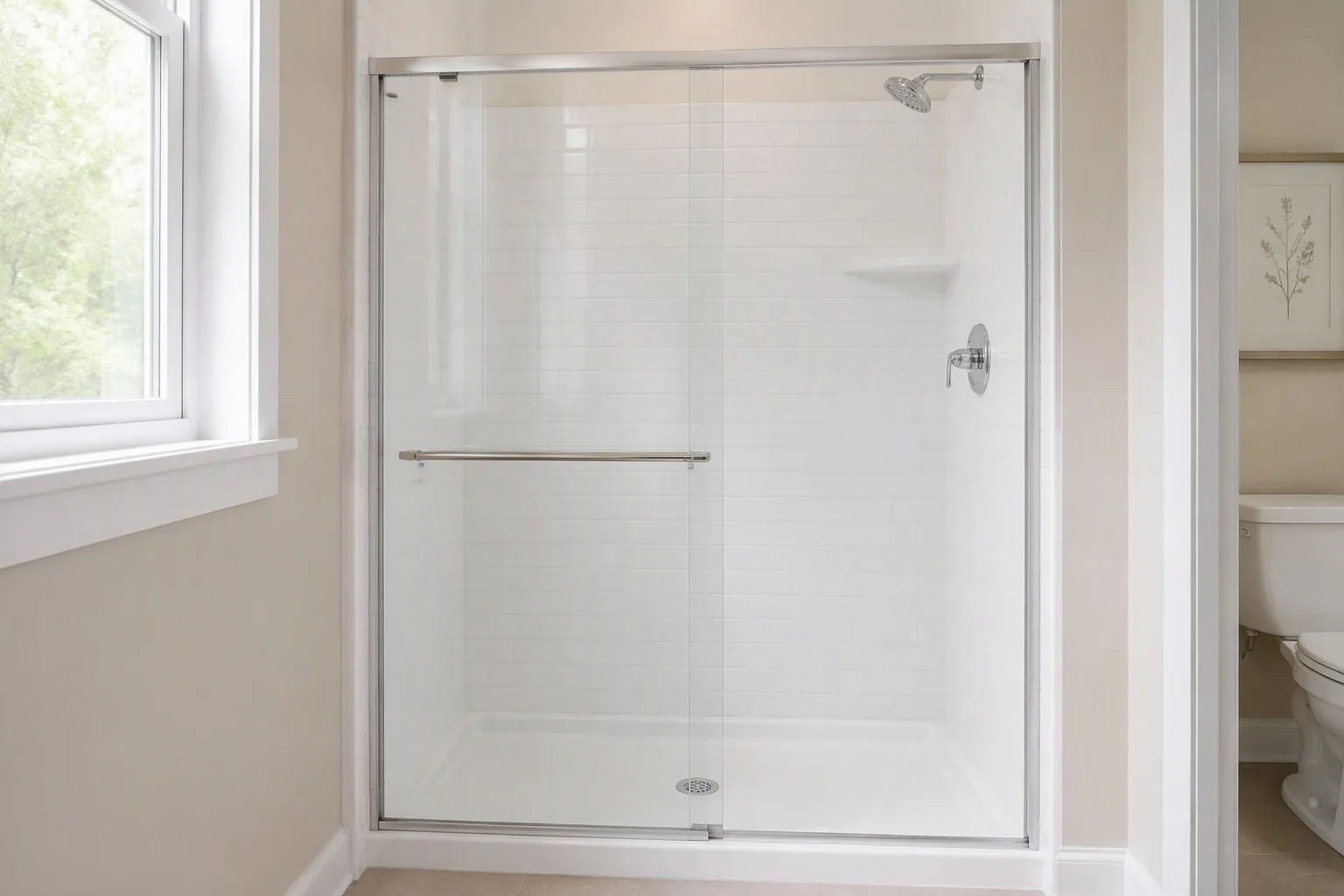 Budget shower renovation in a Denver ranch home with a new alcove shower surround