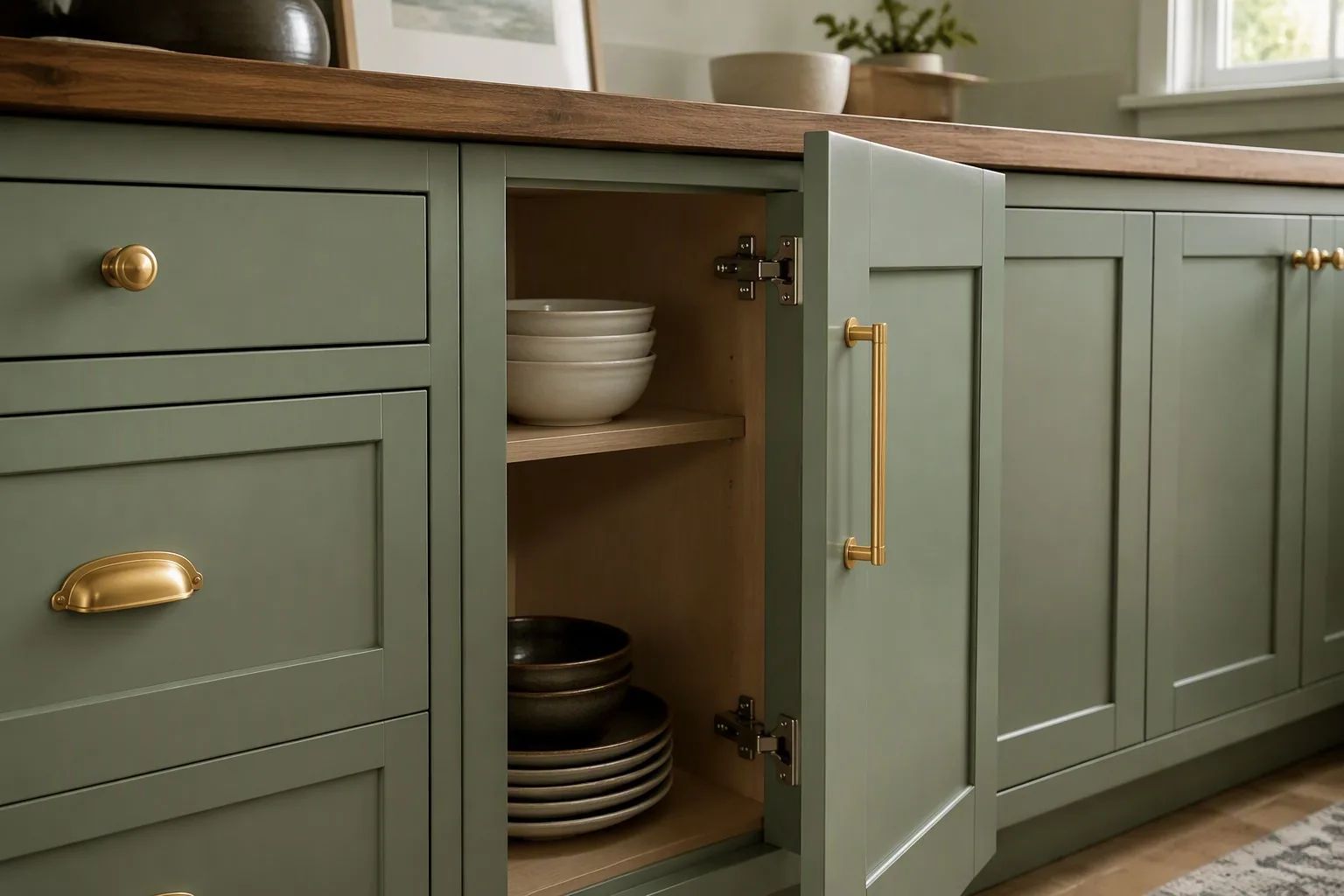Cabinet refacing project in a Denver kitchen showing new doors and hardware