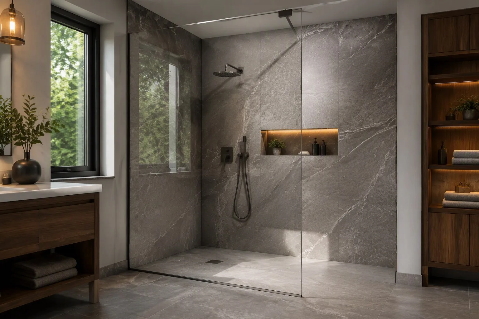 Walk-in shower with low threshold after a tub-to-shower conversion